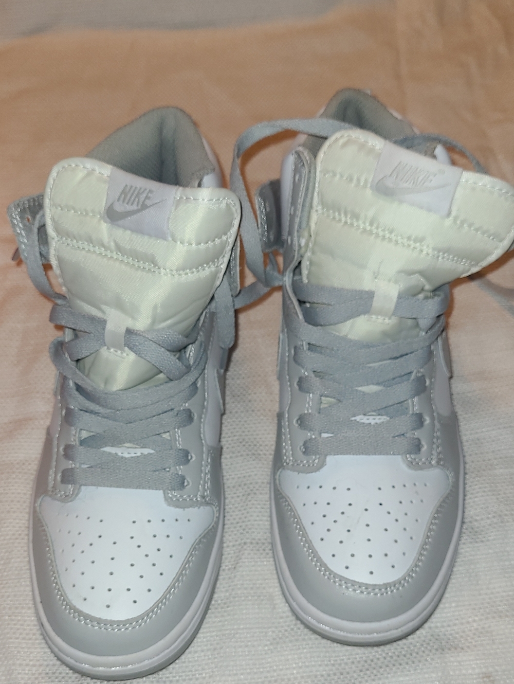 Nike Kids White and Light Gray High-Top Sneakers